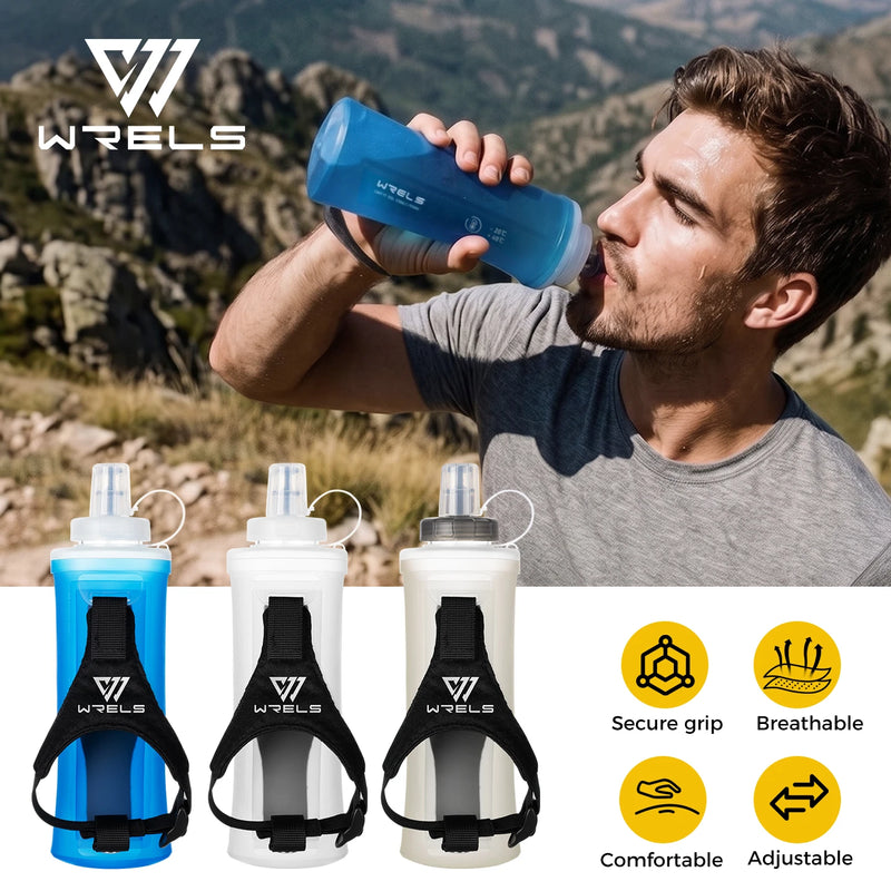 WRELS TPU Soft Water Bottle BPA Free Hydration Flask Running Cycling Hiking Outdoor Squeeze Collapsible Handheld Sports Kettle