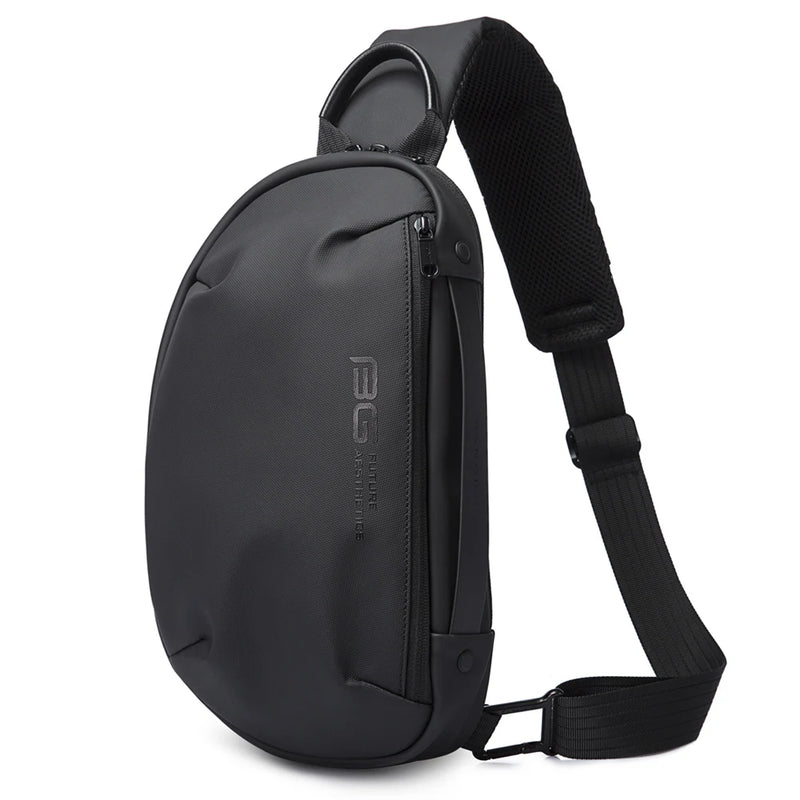 BANGE Solid Chest Bags Men Multi-Layers Sling Crossbody Bag Waterproof Chest Bag USB Charging Port Casual Shoulder Bag for Male