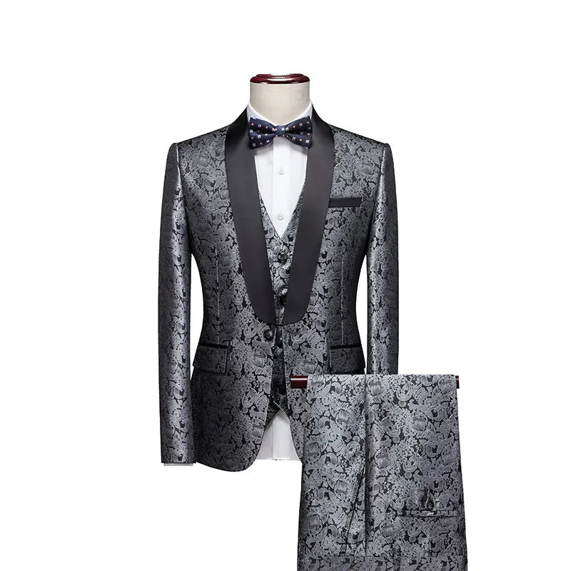 2026 New Men's Purple Suit 3-Piece, Wedding Party Dress Jacket and Vest with Trousers, Asian Size Slim-Fit Sets. M-6XL