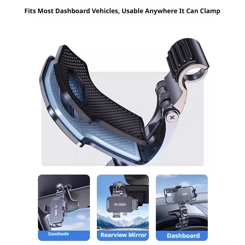 SEAMETAL Car Phone Holder Dashboard Clip Mount 360° Rotation Auto Cell Phone Stand Handsfree Smartphone Bracket for 4.7-7.2 inch