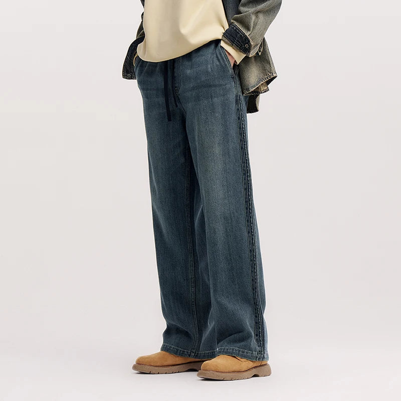 Semir Vintage Jeans Men 2026 Spring Loose Straight Leg Retro Style Casual Daily Wear Versatile Stylish Trousers