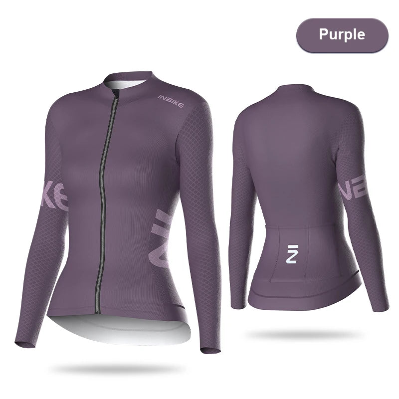 INBIKE Women's Long Sleeve Jersey MTB Cycling Jersey Spring  Autumn Biking Clothing Slim Top Shirts for Riding Road Bike Clothes