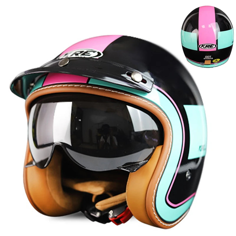មួកសុវត្ថិភាពម៉ូតូ Capacete De Moto Scooter មួកសុវត្ថិភាពមុខបើកចំហរ ច្រើនលំនាំ Casco Moto Equipment Four Seasons ECE DOT អនុម័ត