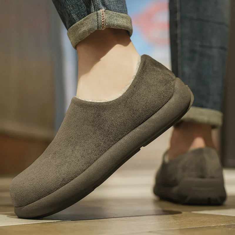 Men's high-quality snow casual cotton shoes winter warm plush soft soled fashion outdoor walking light comfort cotton slippers