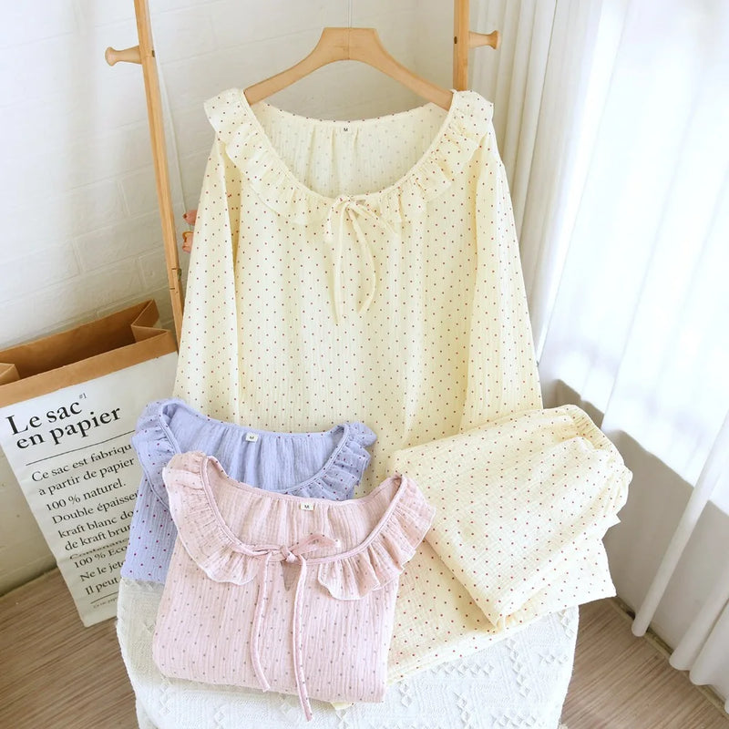 Pure Cotton Sleepwear for Spring and Autumn Comfort for Homewear Long Sleeve Women's Loungewear Suit Female Pajama Set Pijamas