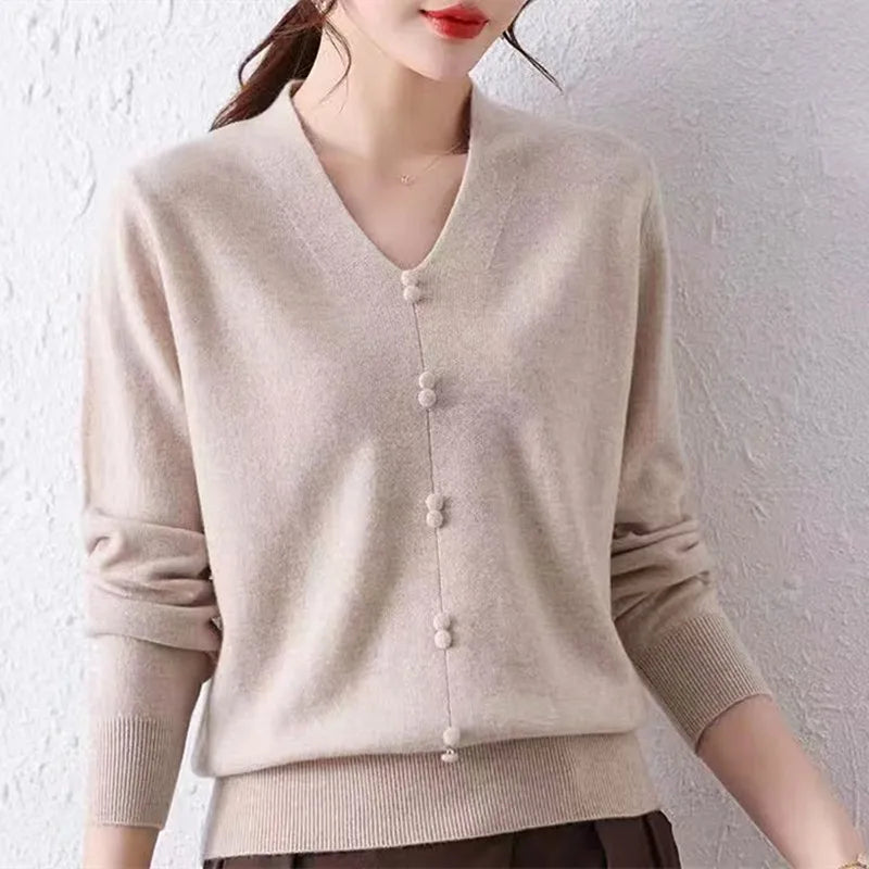 New Soft Warm Sweater Women 2026 Autumn Winter Clothes Long Sleeve Pullover Sweaters V Neck Slim Knitted Crop Tops Pull Femme