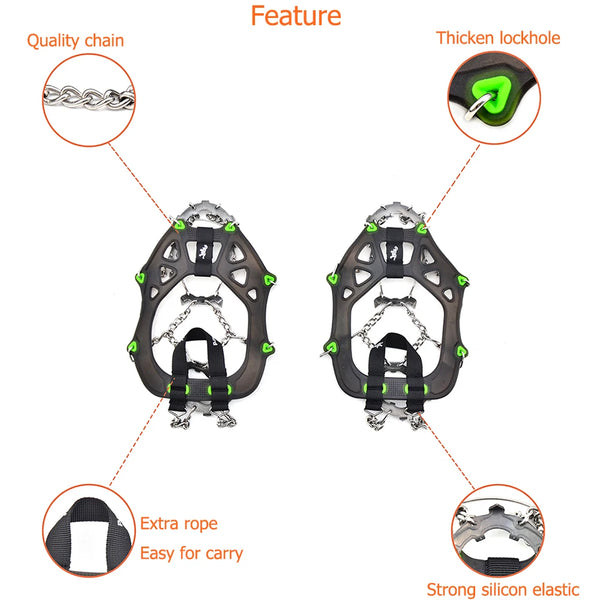 BRS Claws Grips Boots Cover Ice Gripper 22 Teeth Snow Spikes Outdoor Winter Hiking Climbing Crampons Cleats Chain Spike for Shoe