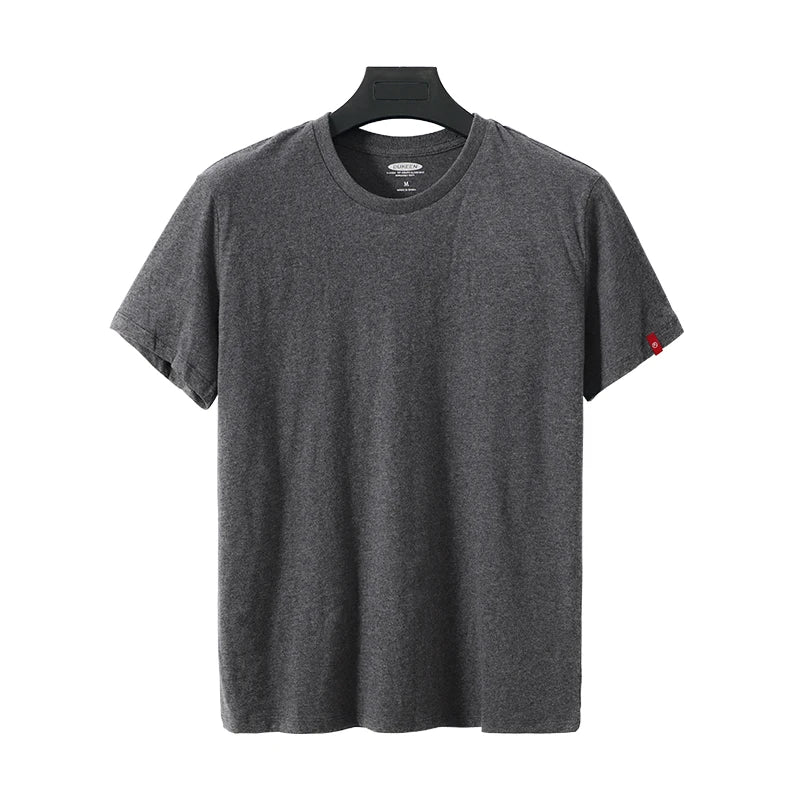 DUKEEN 200G Pure Cotton T Shirts for Men 2024 Summer Fashion Solid Color Crew-Neck Short Sleeve Tees Basic Tops Men's Clothing