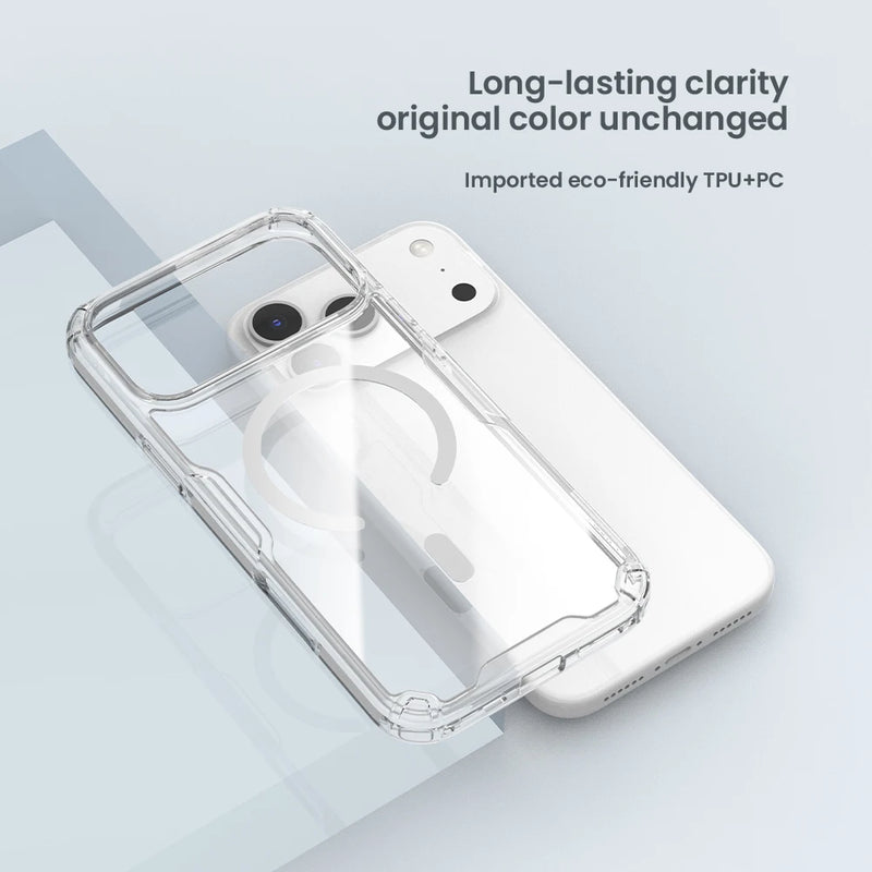 NILLKIN for iPhone 18/17 Pro Max MagSafe Case for iPhone 17 Air TPU Hybrid Classic Magnetic Case for iPhone 17 Transparent Cover
