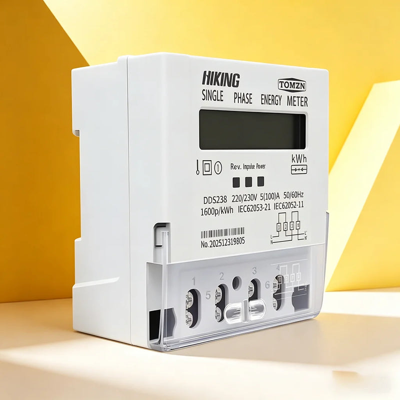 TOMZN DDS238 BD Single-Phase DIN-Rail kWh Meter 5-100A220 230V50 60Hz LCD Bi-directional Import/Export Active Energy Measurement
