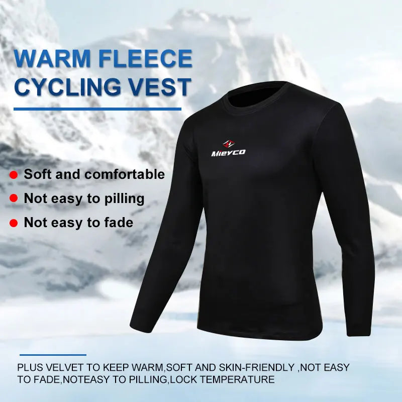 Men's Winter Cycling Base Layer Long Sleeve Thermal Fleece Warm Bike Jersey Road MTB Bicycle Shirt Sportswear