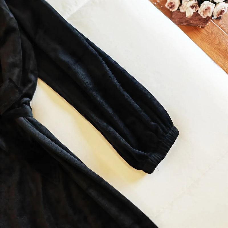 Fashion Women's Pajamas Robes Hooded Island Velvet Thicken Warm Robe Women's Wedding Dresses Winter Sleepwear Bathrobe Female