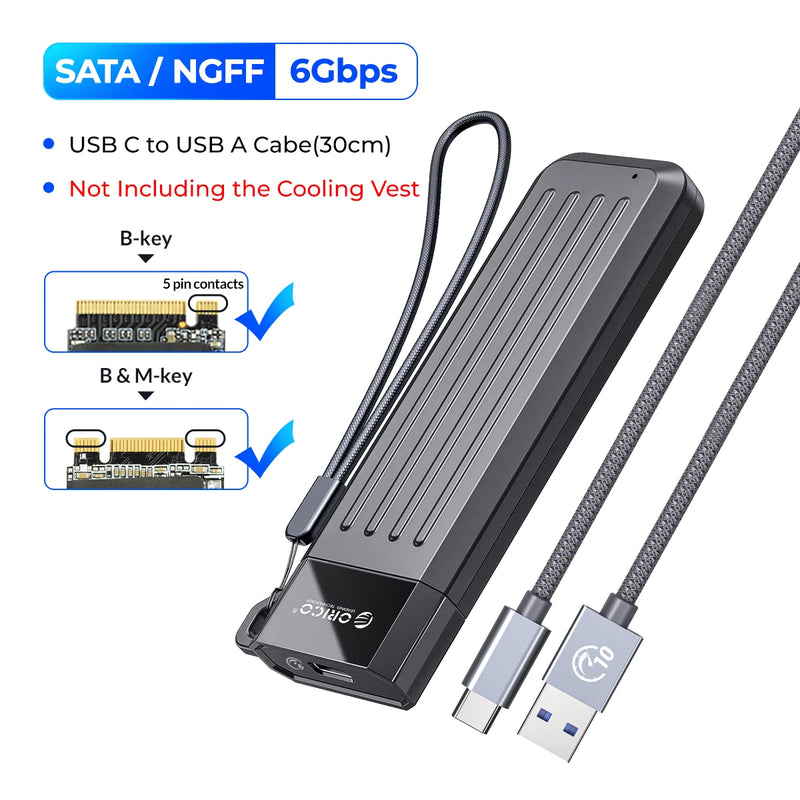 ORICO USB Type C Gen2 10Gbps M.2 SSD Case: NVMe/PCIe, SATA NGFF 6Gbps Enclosure