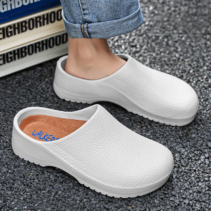 Hotel kitchen non-slip oil-resistant Chef's shoes Casual flat work safe Men's shoes Breathable comfort couple plus size slippers