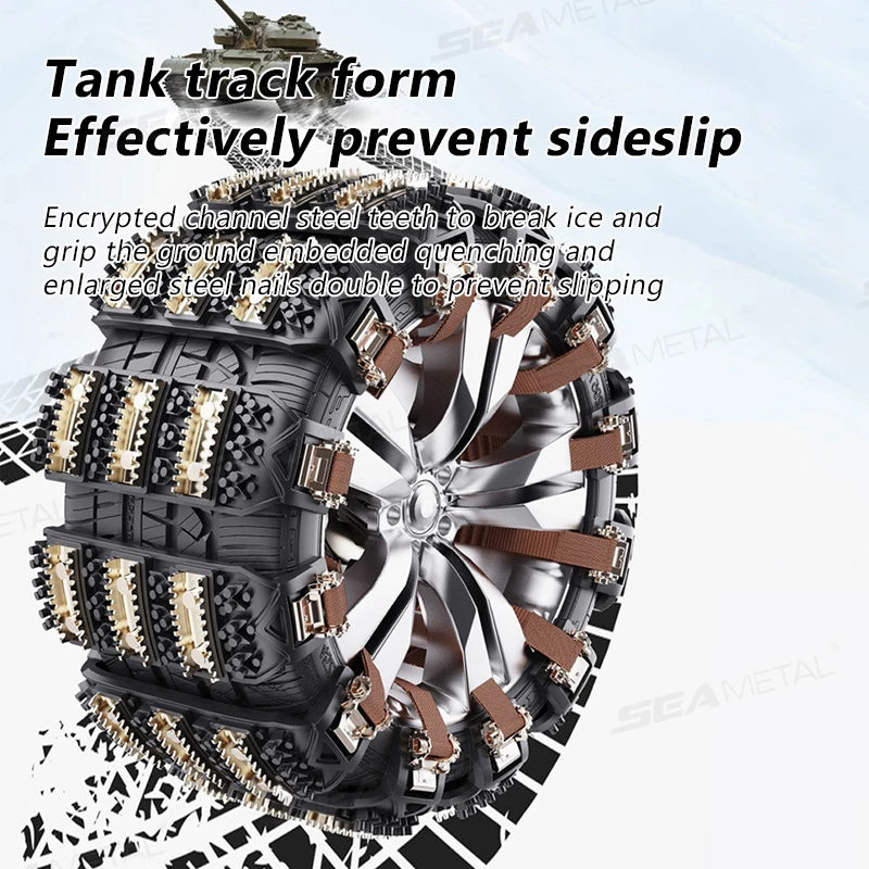 SEAMETAL Car Anti-skid Chain Suitable Tire Size 165mm-265mm Adjustable Car Snow Chains Universal Emergency Chain Tire No Damage
