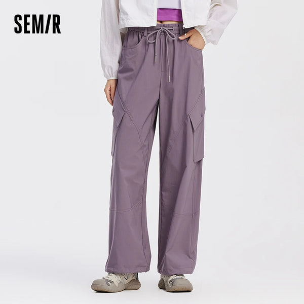 ខោ Semir សម្រាប់នារី មានខ្សែចង ជើងធំទូលាយ រលុង សម្រាប់ពាក់ក្រៅផ្ទះ ខោ Cargo ធម្មតា ស្លៀកប្រចាំថ្ងៃ 2026