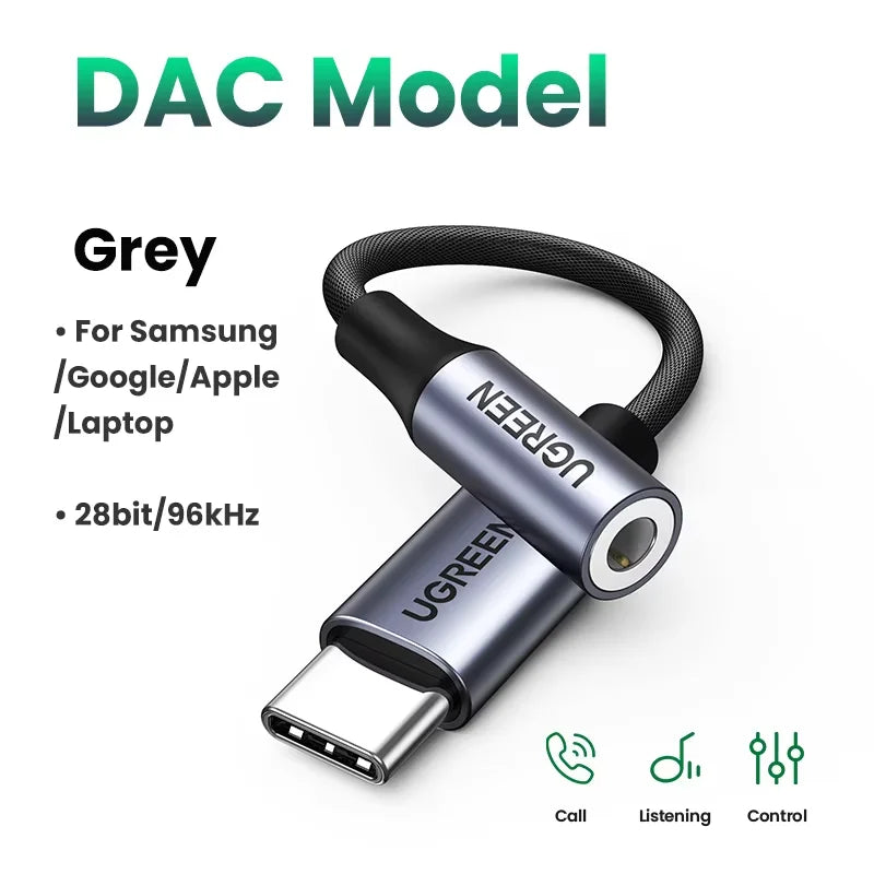 UGREEN USB C to 3.5mm Audio Headphone For Samsung Galaxy A52s S22 S21 iPad Pro 2022 Type C Aux DAC Earphone Mic Jack Adapter USB