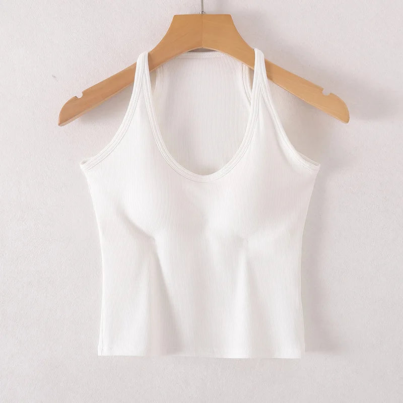 Chest Pad Sleepwear Top Bra Women's Spring Summer Underwear Pajamas One Piece Nightwear Bottoming Shirt Sexy Sleep Wear