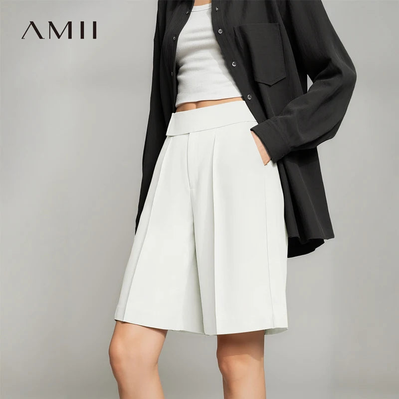 ខោខ្លី Amii ប្រវែងជង្គង់ រដូវក្តៅឆ្នាំ ២០២៦ ខោខ្លីពណ៌សសម្រាប់នារី សម្រាប់ធ្វើដំណើរទៅធ្វើការ ពណ៌សុទ្ធ ធម្មតា ទំហំមធ្យម ខោខ្លីពណ៌ស ដែលអាចប្រើប្រាស់បានច្រើនយ៉ាង 12622029