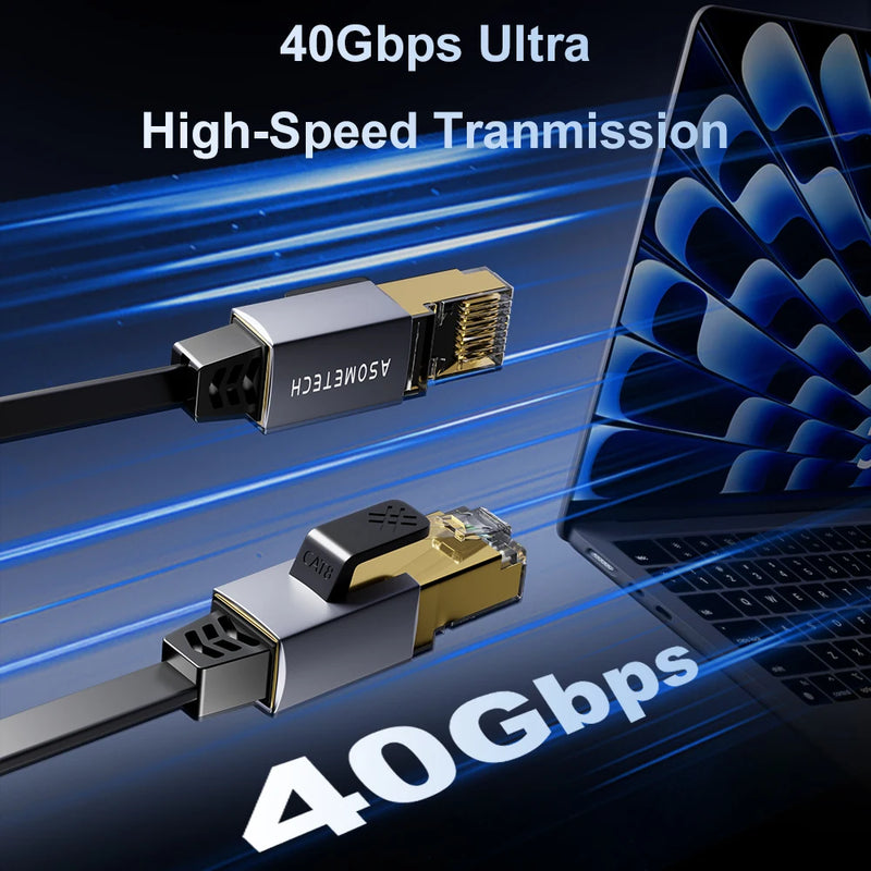 ខ្សែ Ethernet CAT8 40Gbps 2000MHz CAT 8 បណ្តាញអ៊ីនធឺណិតល្បឿនលឿន Patch Lan សម្រាប់កុំព្យូទ័រយួរដៃ រ៉ោតទ័រ ម៉ូដឹម ទូរទស្សន៍ ខ្សែ RJ45