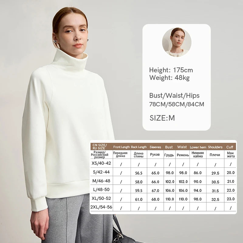Amii Turtleneck Woman Sweatshirts 2026 Winter New Casual Versatile Loose Long Sleeve Tops Elastic Embroidery Sweater 12514013