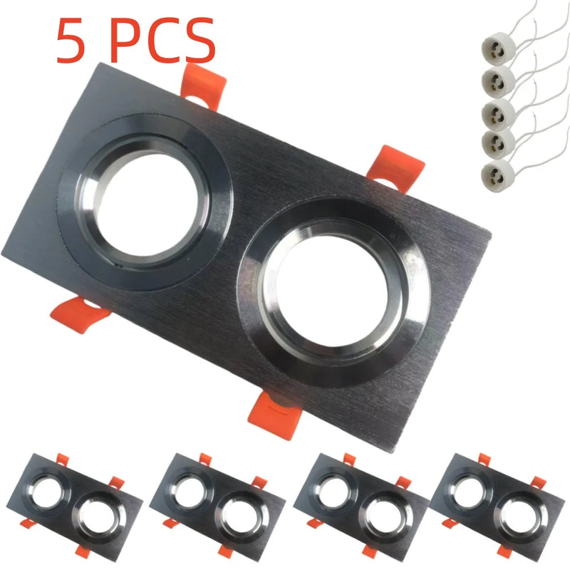 5pcs Square Recessed Spot Led Double Heads Frame GU10 MR16 Lamp Holder LED Down Light for Home Indoor Lighting Fixture