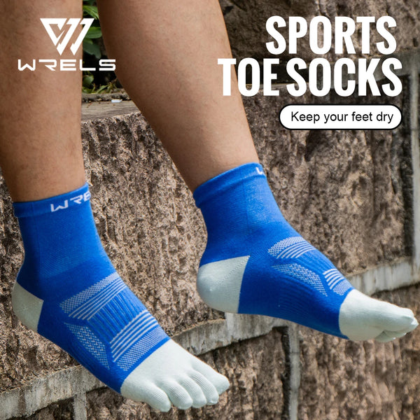 WRELS Athletic Ankle Toe Socks Five Finger Socks Breathable Athletic Running Sports Cushioned Moisture Wicking Five Toe Scocks