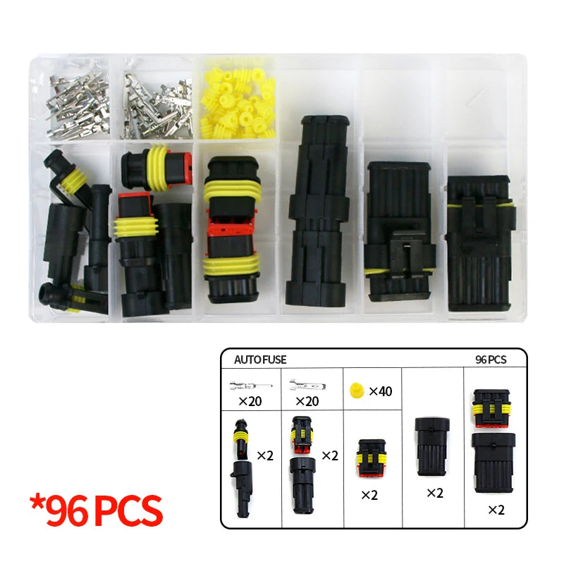 352PCS DJ1.5AMP automobile waterproof connector 1P2P3P4P6P hole HID male and female 0.85 harness plug connector kit