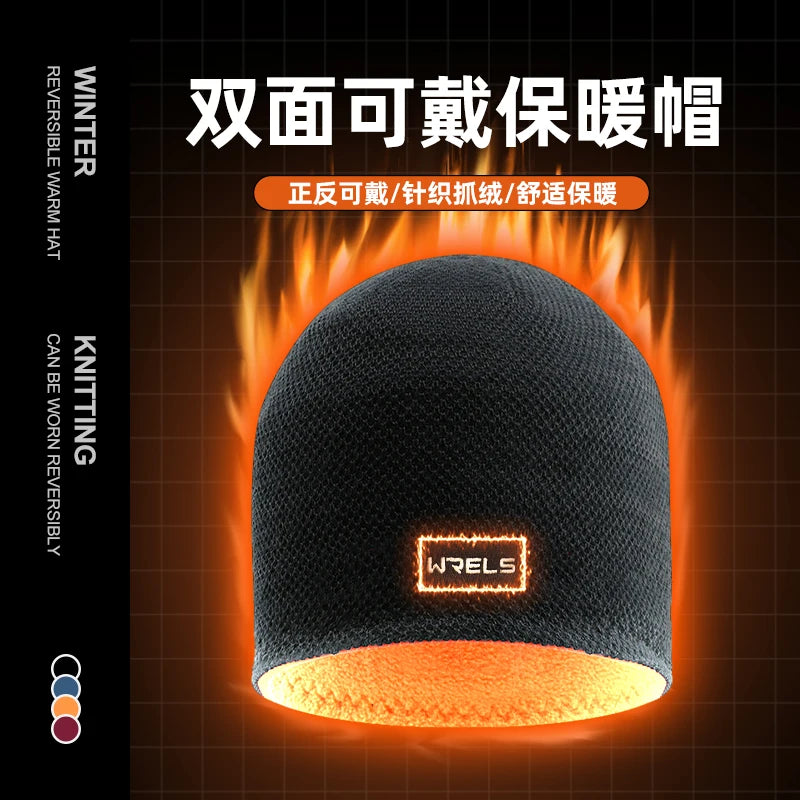 WRELS Winter Warm Hats Unisex Windproof Outdoor Fleece Sports Hat Fishing Cycling Bonnet Hunting Camping Hiking Both Sides Caps
