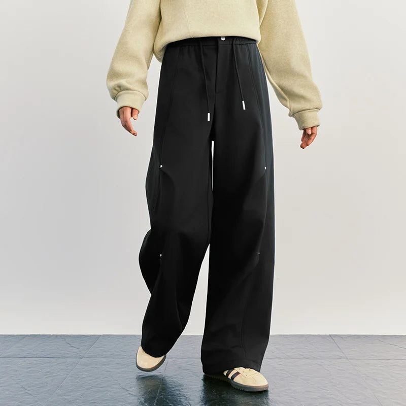 Semir Women Pants Fleece Lined Panelled Design Loose Fit Wide Leg Street Style 2026 Winter Everyday Style Full Length