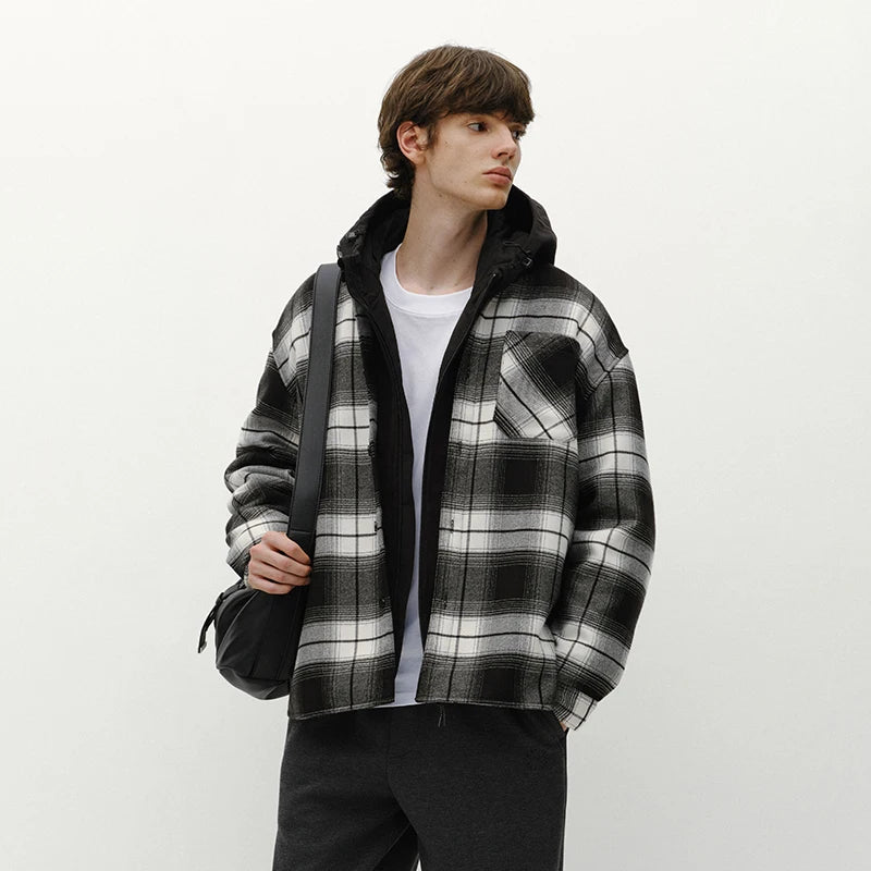 Semir Men Shirt Fleece Lined Plaid Pattern Long Sleeve Loose Fit 2026 Winter Casual Style Layering Wear Everyday Look