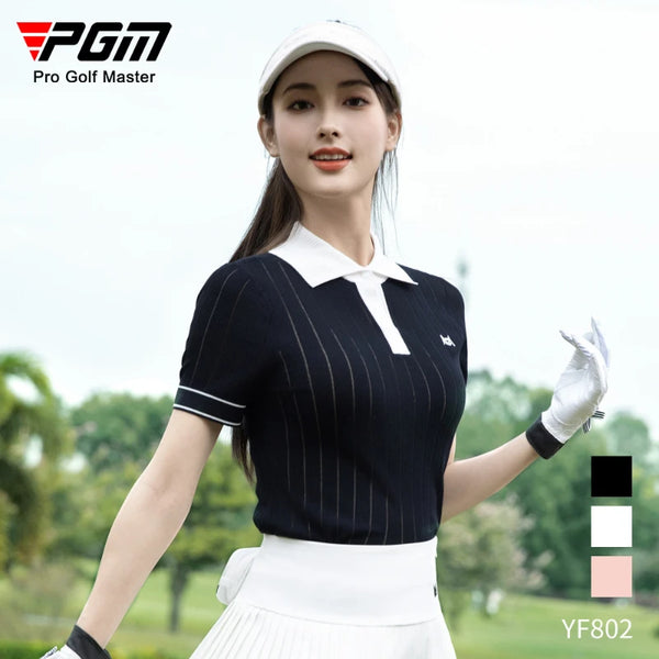 PGM Women Golf Spring Summer T-shirt Tennis Polo Sports Top Clothes YF802