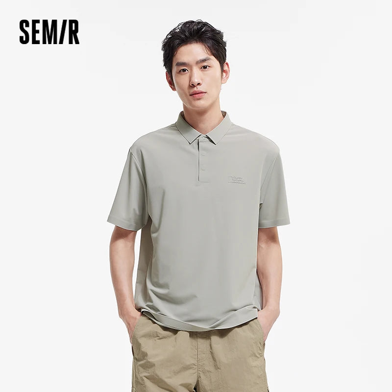 Semir Men Polo Shirt Solid Color Cool Feeling Business Lapel Knit 2026 Summer Urban Casual Style Soft Comfy Office Top