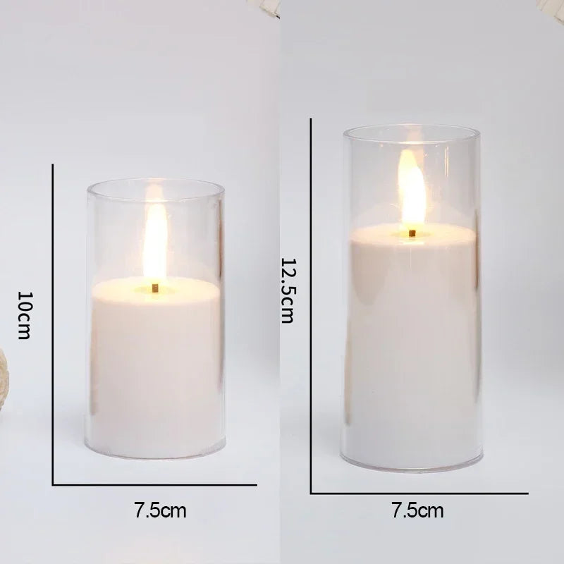 LED Lights for Home Electronic Candle LED Candle Decor Clear Acrylic Candle Full Set Remote Control Timer for Christmas Wedding
