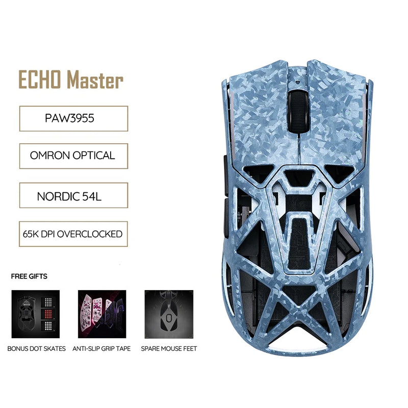Akko Echo Master Ultra Gaming Wireless Mouse Carbon Fiber PAW3955 PAW3950 8K Polling Rate 65000DPI 55g Lightweight Esports Mouse