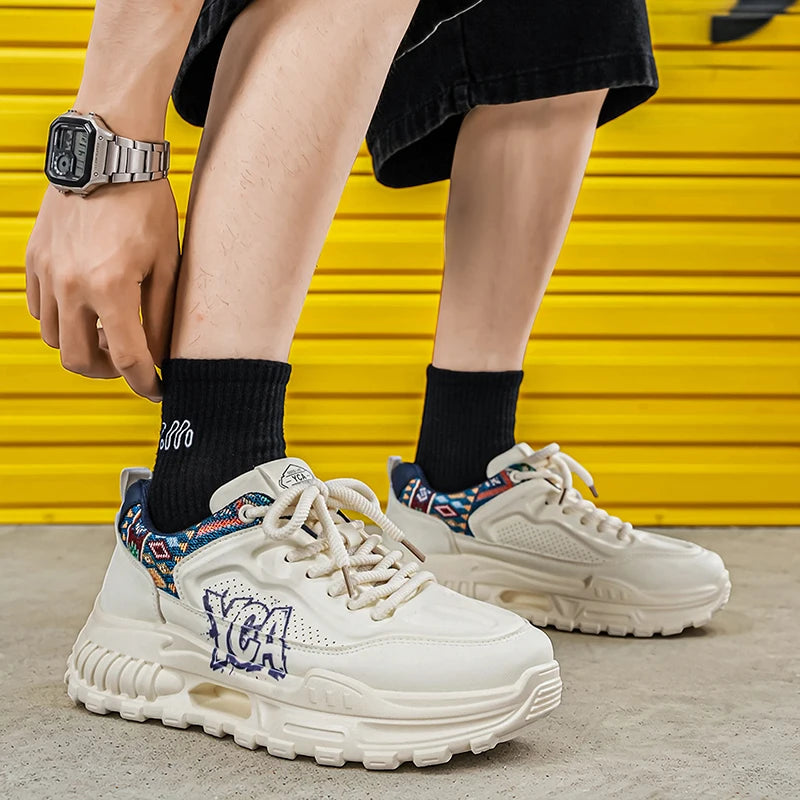 Men's thick-sole casual shoes four seasons new breathable light soft-sole anti-slip comfort outdoor sports running board shoes
