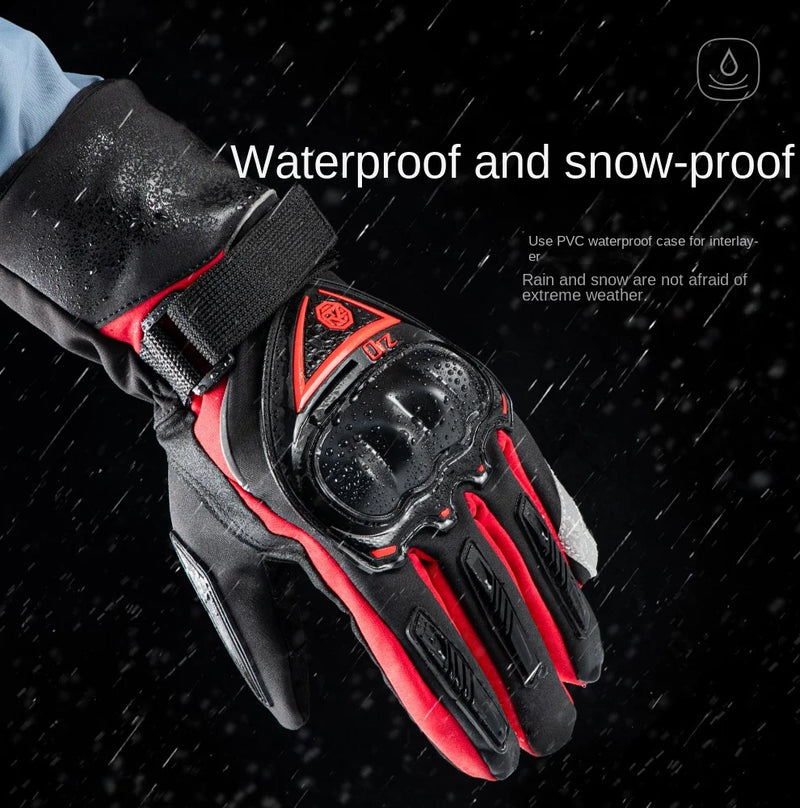ORZ Motorcycle Gloves Winter Windproof Warm Moto Biker Gloves Full Finger Motorbike Riding Touch Screen Guantes Moto Black M-2XL