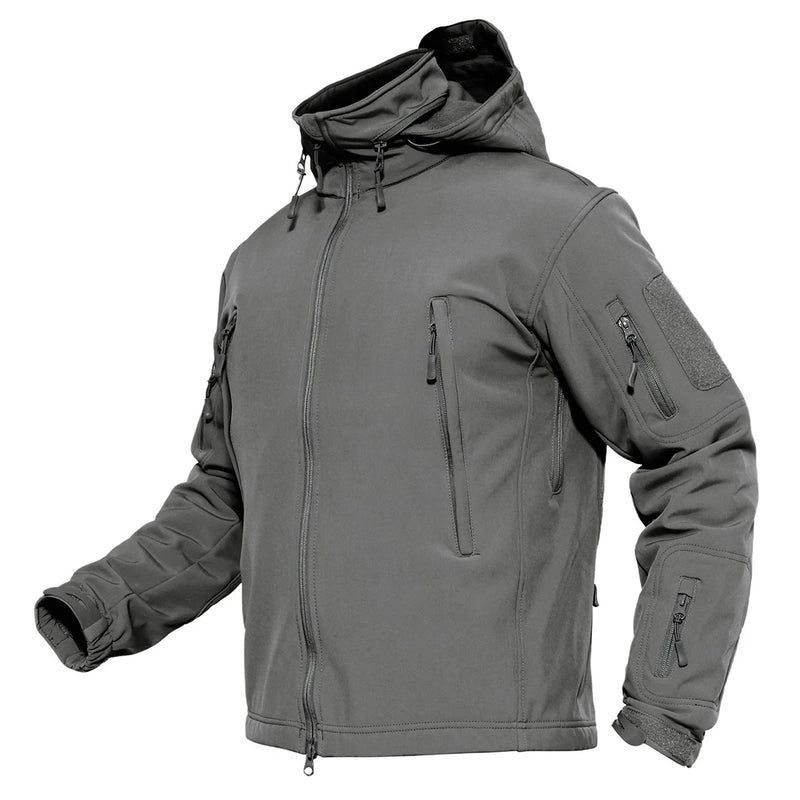 TACVASEN Men's Tactical Softshell Jacket Fleece-Lined Waterproof Hooded Winter Windbreaker with Pockets for Outdoor Hiking