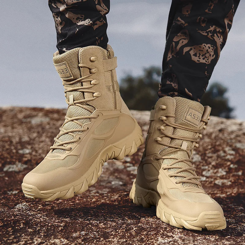 Men's tactical training boots four seasons high top jungle combat boots outdoor anti-slip comfort walking hiking casual boots