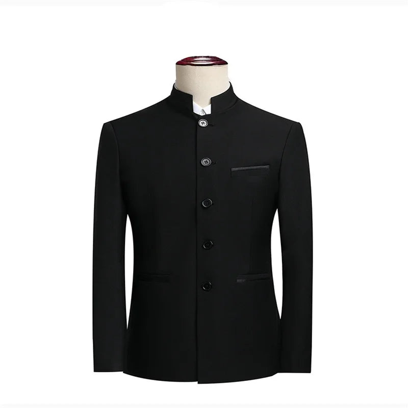 Chinese Style Men's Long Sleeve Suit Jacket, Slim Fit Coat, Asian Size M-6XL, Available in Blue,Black,White,Red,Grey Blazers