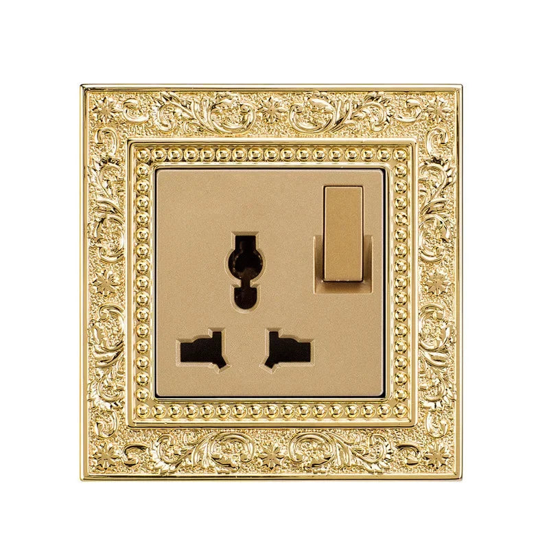 Luxury Vintage Push Button Switch 1/2/3/Gang 2Way,EU France Standard copper Wall socket,Universal light home switch power outlet