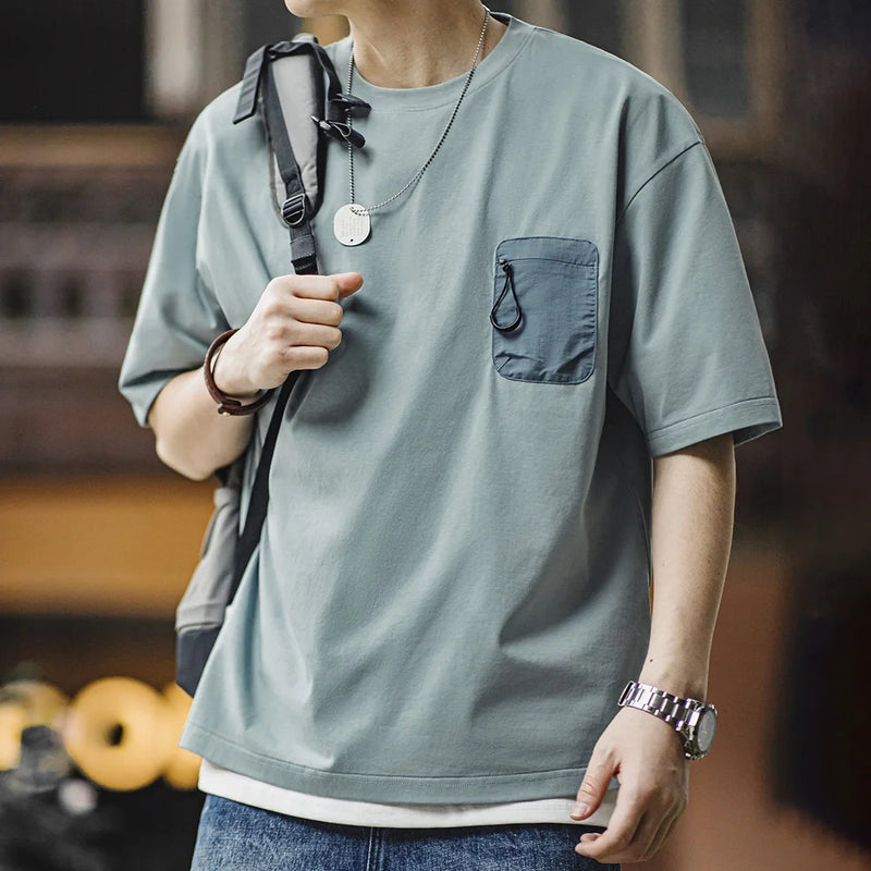 អាវយឺតដៃខ្លី Maden Casual Sorona Cool មានខ្យល់ចេញចូលបាន អាវយឺតប្រឆាំងបាក់តេរី មានហោប៉ៅ សម្រាប់បុរស រដូវក្តៅ កំពូលកីឡា អាវយឺត
