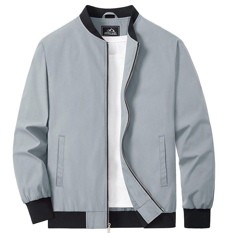 TACVASEN Men's Lightweight Waterproof Daily Casual Jacket Mild Winter And Autumn Windproof Soft Outdoor Jacket With Pockets