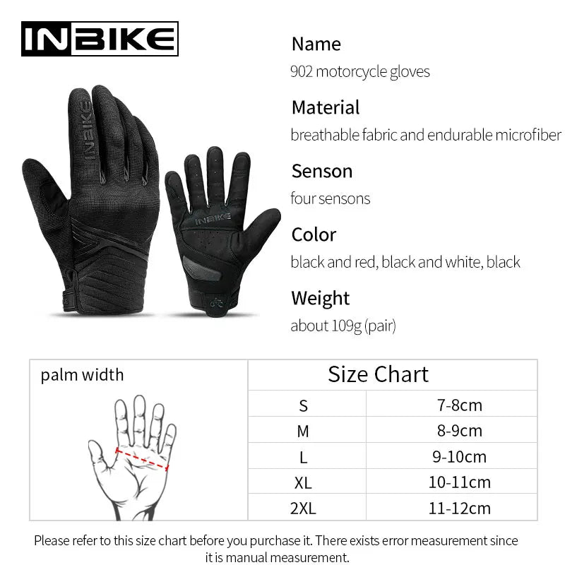 INBIKE Shockproof Motorcycle Gloves Men Breathable Motor Riding Motorcyclist's Gloves Full Finger Touch Screen Motorcross Gloves
