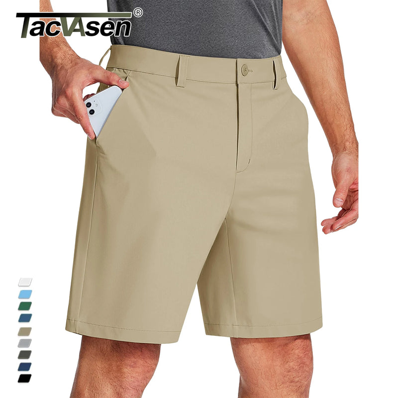TACVASEN Golf Quick Dry Shorts Men Stretch Lighyweight Dress Work Casual Shorts with 4 Pockets Flat Front Hiking Shorts 9 Inch