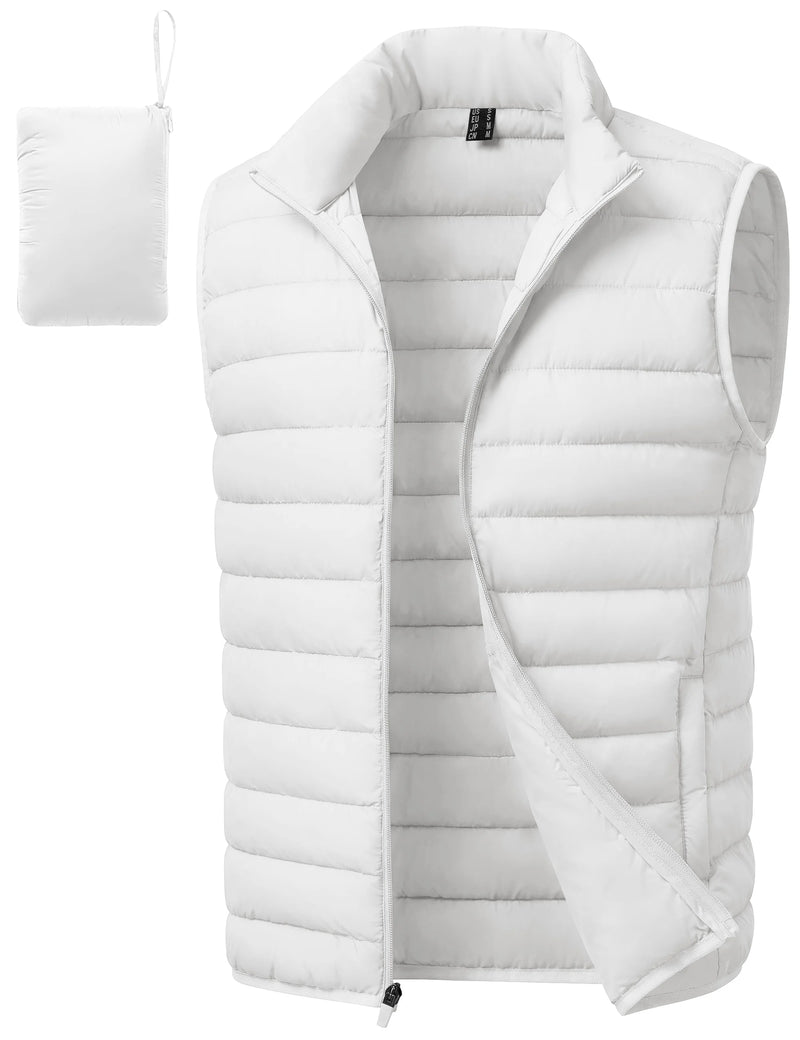TACVASEN Men's Winter Lightweight Packable Warm Puffer Vest Nylon Waterproof Windproof Outerwear with 4 Zipper Pocket for Hiking
