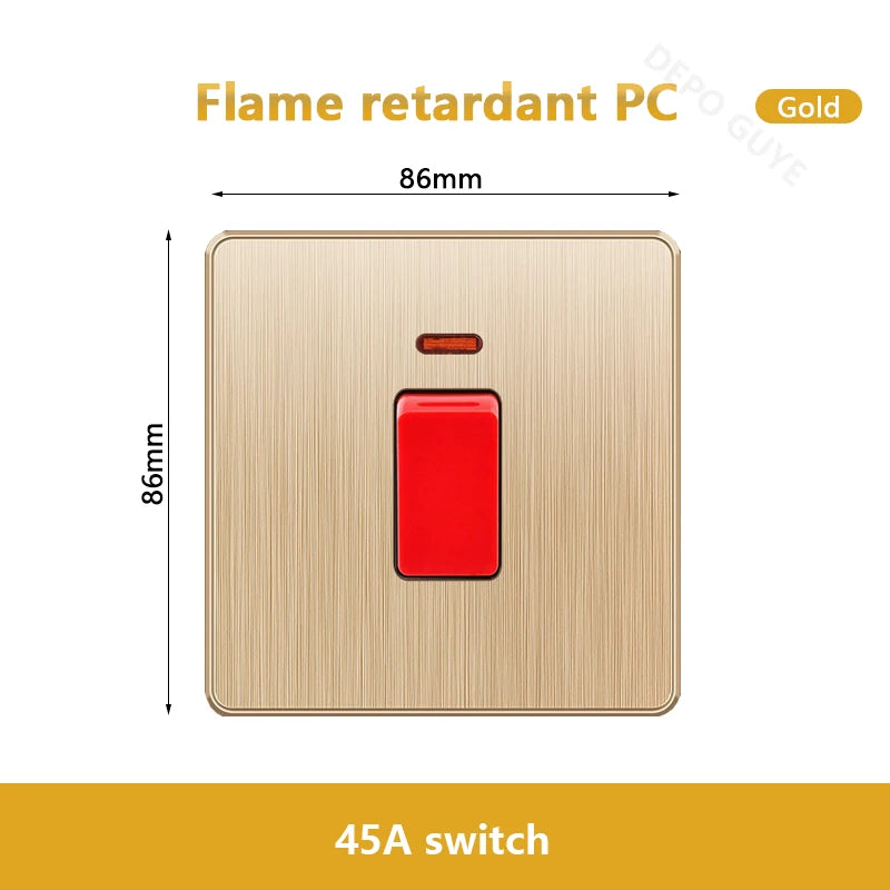 Gold Universal 3/5Pin Plastic Power Socket,UK Wall Outlet With 2.1A Dual USB Port,220V Electrical 2way Switch TV Computer CAT6