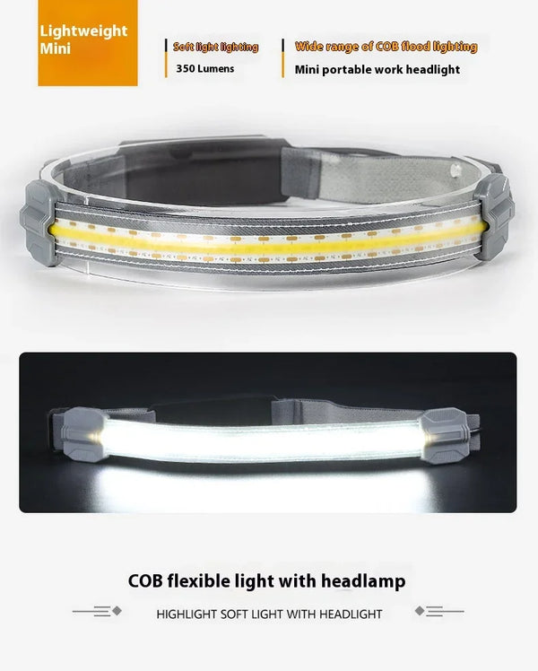 ភ្លើងមុខ LED ខ្នាតតូចពហុមុខងារអាចសាកបាន Cob ដំណើរផ្សងព្រេងក្រៅផ្ទះនេសាទពន្លឺភ្លឺពិល