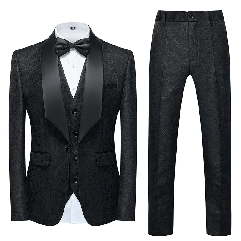 2026 New Men's Purple Suit 3-Piece, Wedding Party Dress Jacket and Vest with Trousers, Asian Size Slim-Fit Sets. M-6XL