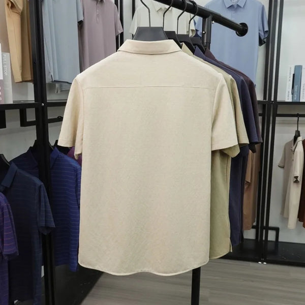 2026 New Men's Short Sleeve Polo Shirt - Classic Lapel with Chest Pocket, Business Casual Style, Multi-Color Sport Polo
